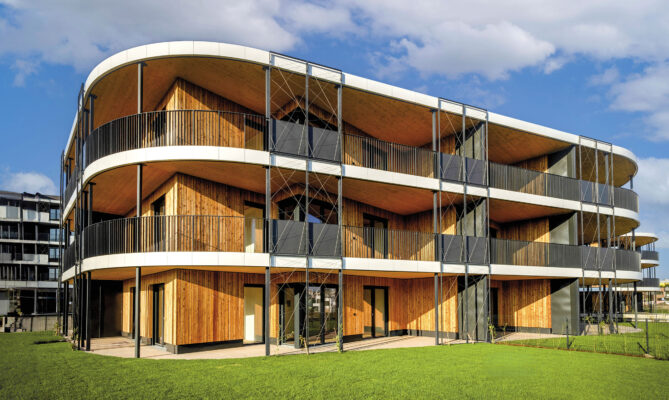 Bytovky ze dřeva na pomezí pražských Stodůlek a Řeporyjí. Foto: poskytnuto UBM Development Czechia