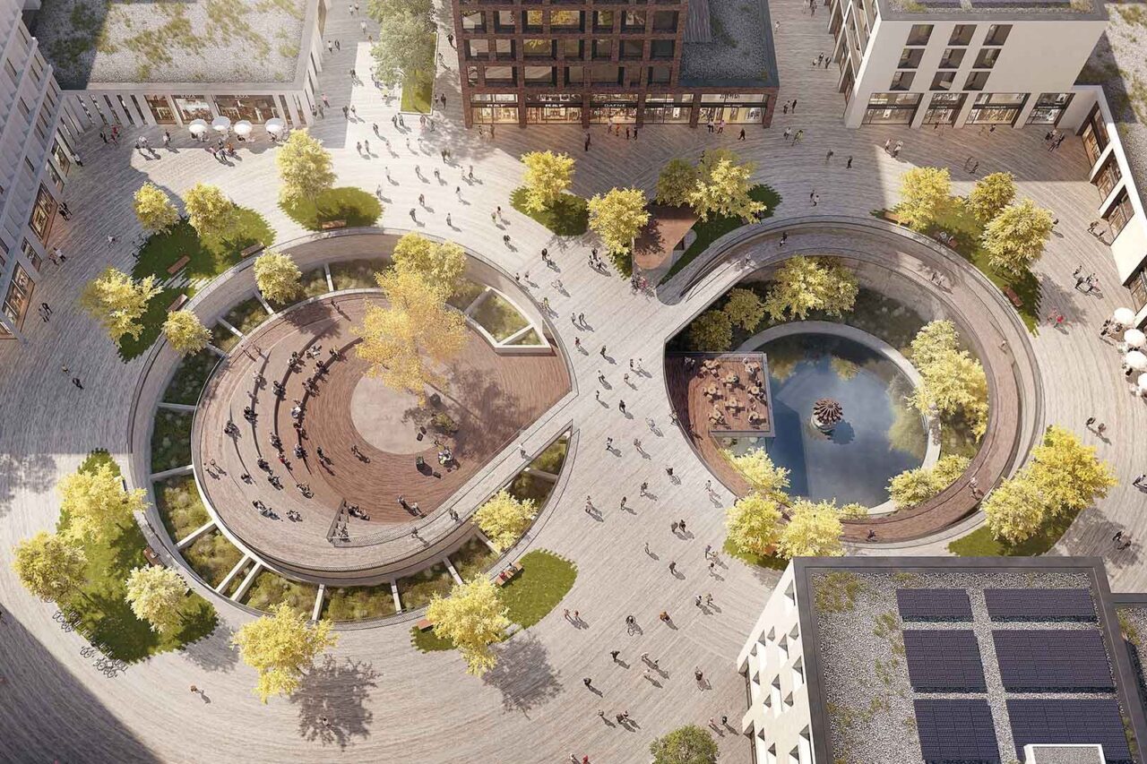 Takhle má vypadat dokončené náměstí v Belvalu. Vizualizace: Metaform Architects