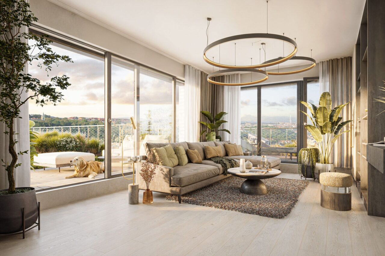 Vizualizace interiéru budoucího bytového domu Dřevák. Foto: poskytnuto společností Skanska Residential