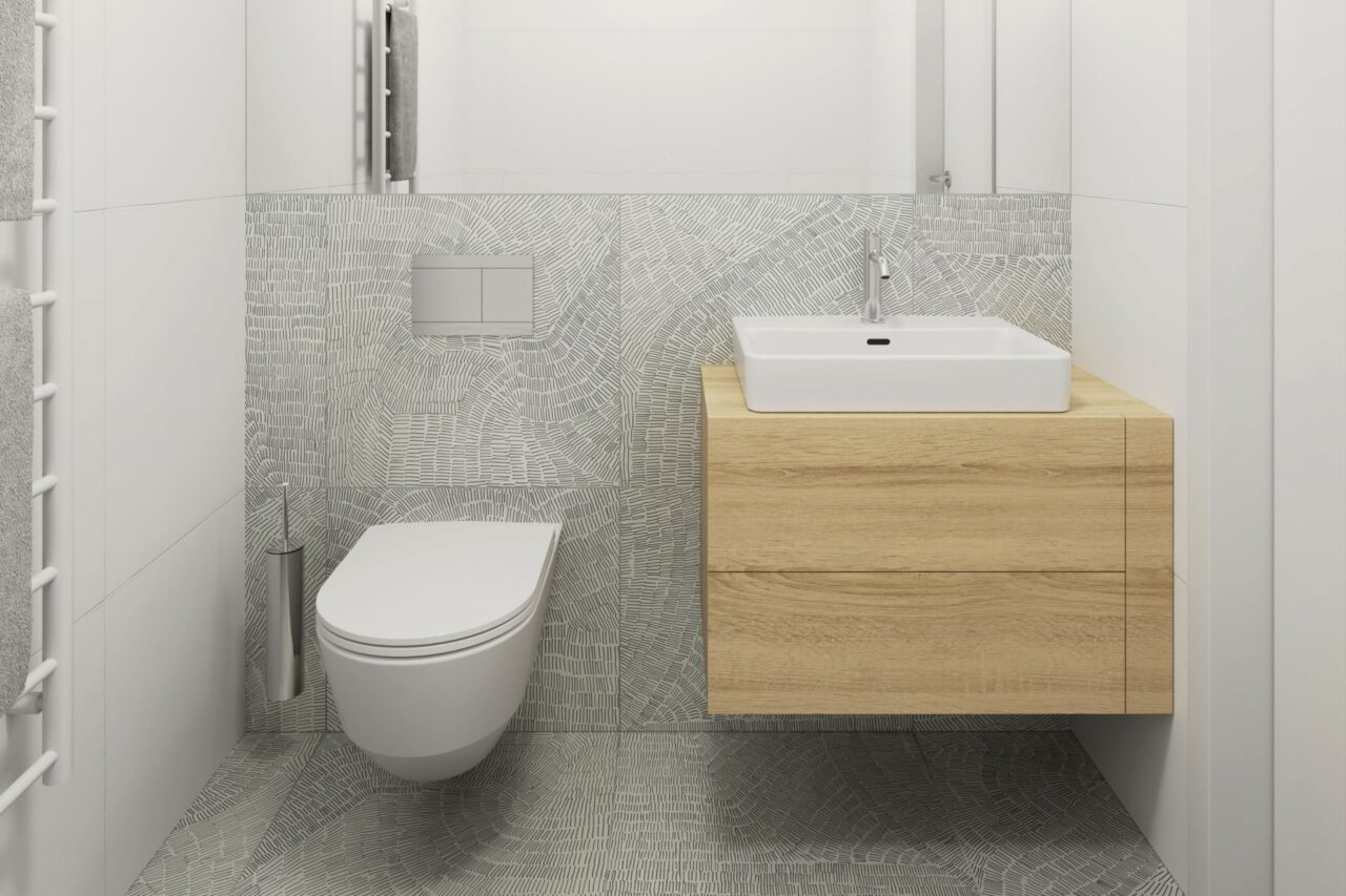 Koupelna v budoucím Dřeváku. Foto: poskytnuto společností Skanska Residential