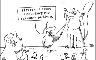 Zmocněnec pro blahobyt kuřátek. Ilustrace: Sára Mazúchová