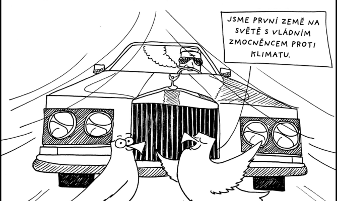 Fíla a Píro. Zmocněnec proti klimatu. Ilustrace: Sára Mazúchová