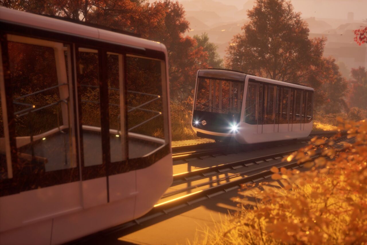 Návrh designu vozů lanovky na Petřín. Vizualizace: poskytnuta Annou Marešovou
