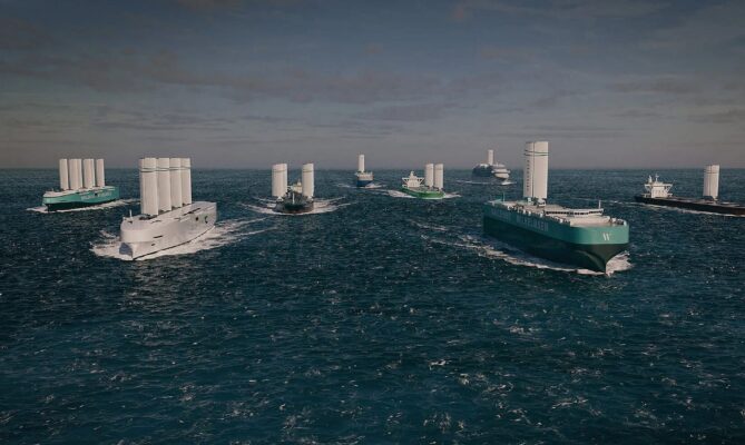 Alfa Laval se v roce 2021 spojila se společností Wallenius Lines kvůli vývoji větrného pohonu Oceanbird. Vizualizace: poskytnuta společností Alfa Laval